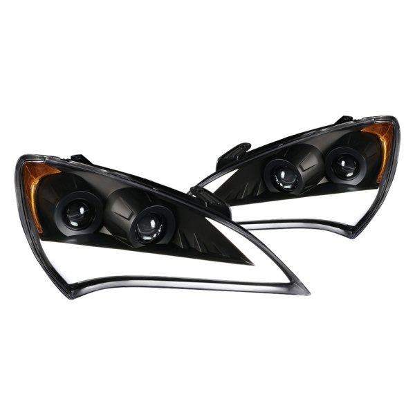 Spec-D® - Black Sequential LED DRL Bar Projector Headlights, Hyundai Genesis Coupe