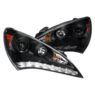 Spec-D® - Driver and Passenger Side Black Projector Headlights with R8 Style LEDs