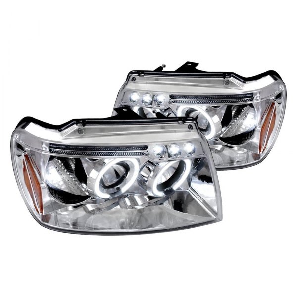 Spec-D® - Chrome Dual Halo Projector Headlights with Parking LEDs, Jeep Grand Cherokee