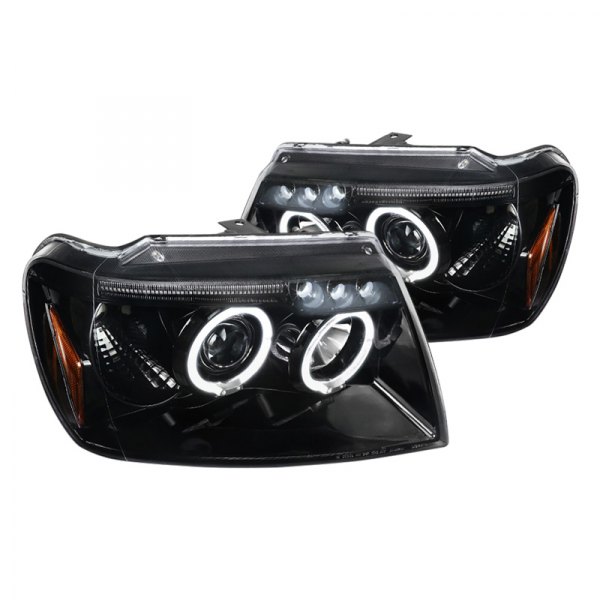 Spec-D® - Gloss Black Halo Projector Headlights with Parking LEDs, Jeep Grand Cherokee