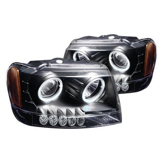 Spec-D® - Driver and Passenger Side Black Dual Halo Projector Headlights with Parking LEDs
