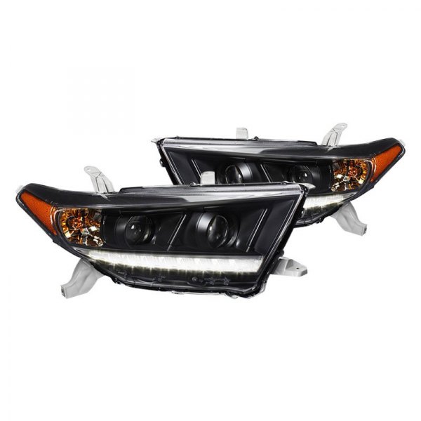 Spec-D® - Black Projector Headlights with LED DRL, Toyota Highlander
