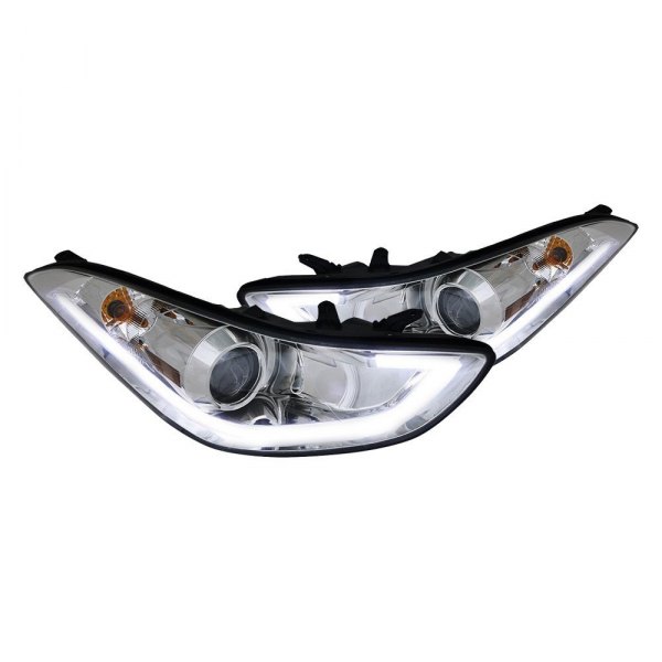 Spec-D® - Chrome LED DRL Bar Projector Headlights, Hyundai Elantra