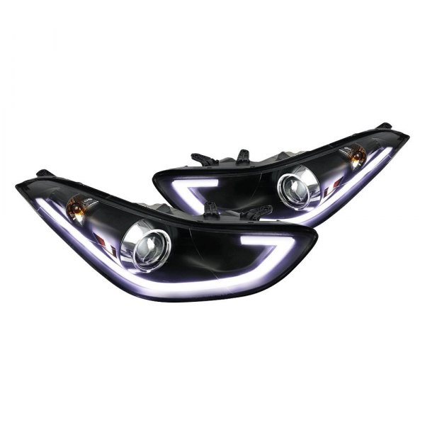 Spec-D® - Black LED DRL Bar Projector Headlights, Hyundai Elantra