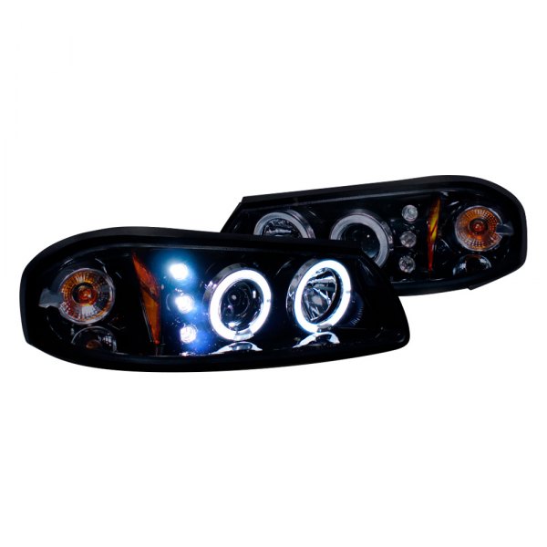 Spec-D® - Gloss Black/Smoke Dual Halo Projector Headlights with Parking LEDs, Chevy Impala