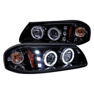 Spec-D® - Driver and Passenger Side Gloss Black/Smoke Dual Halo Projector Headlights with Parking LEDs