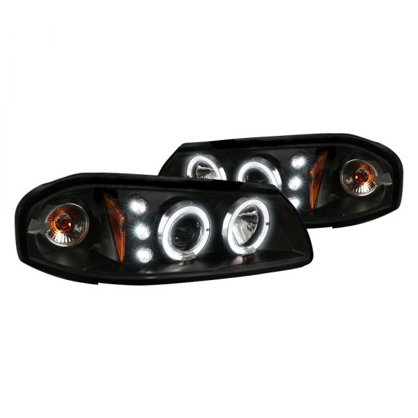 Spec-D® - Black Dual Halo Projector Headlights with Parking LEDs, Chevy Impala