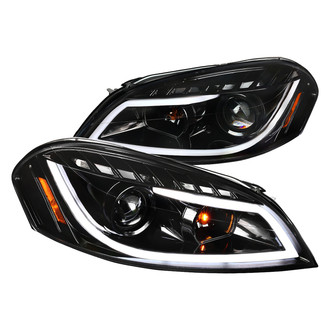 Spec-D® - Driver and Passenger Side Gloss Black LED DRL Bar Projector Headlights