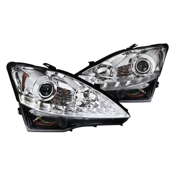 Spec-D® - Chrome Projector Headlights with Sequential LED DRL, Lexus IS