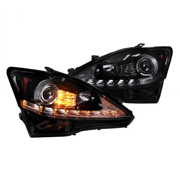 Spec-D® - Black/Smoke Projector Headlights with Sequential LED DRL, Lexus IS