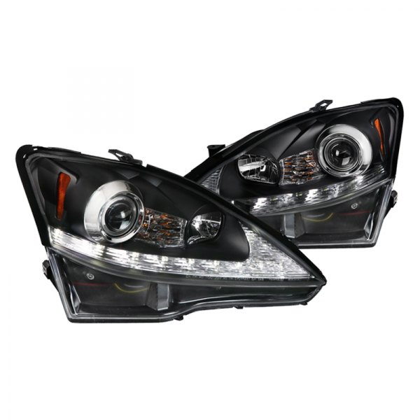 Spec-D® - Black Projector Headlights with Sequential LED DRL, Lexus IS