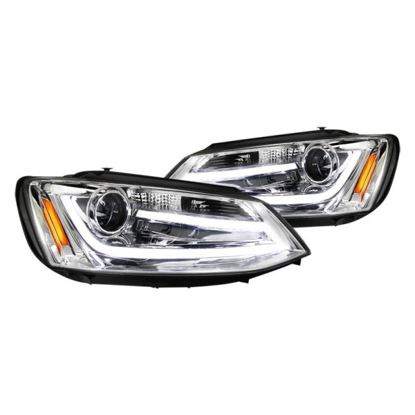 Spec-D® - Chrome LED DRL Bar Projector Headlights, Volkswagen Jetta