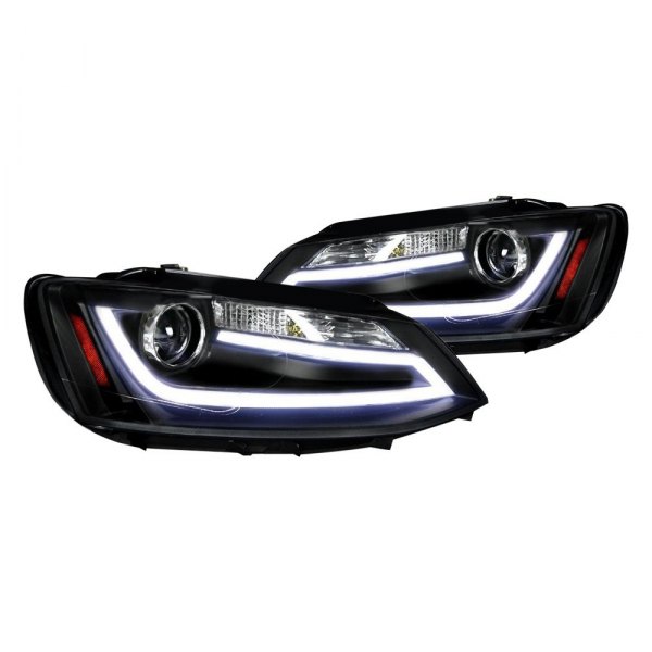 Spec-D® - Black LED DRL Bar Projector Headlights, Volkswagen Jetta