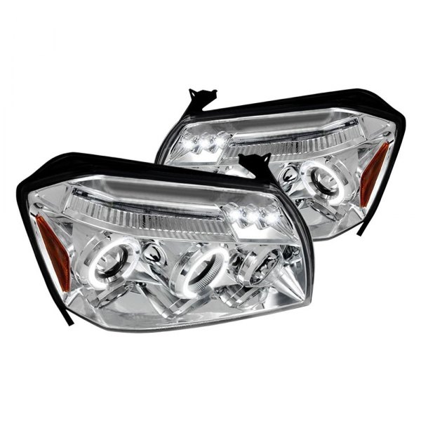 Spec-D® - Chrome Dual Halo Projector Headlights with Parking LEDs, Dodge Magnum