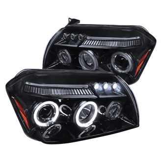 Spec-D® - Driver and Passenger Side Gloss Black/Smoke Dual Halo Projector Headlights with Parking LEDs