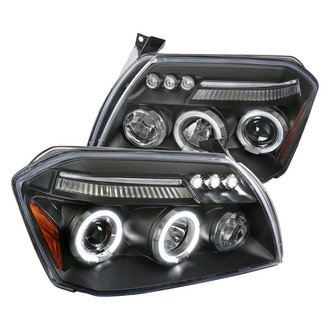Spec-D® - Driver and Passenger Side Black Dual Halo Projector Headlights with Parking LEDs