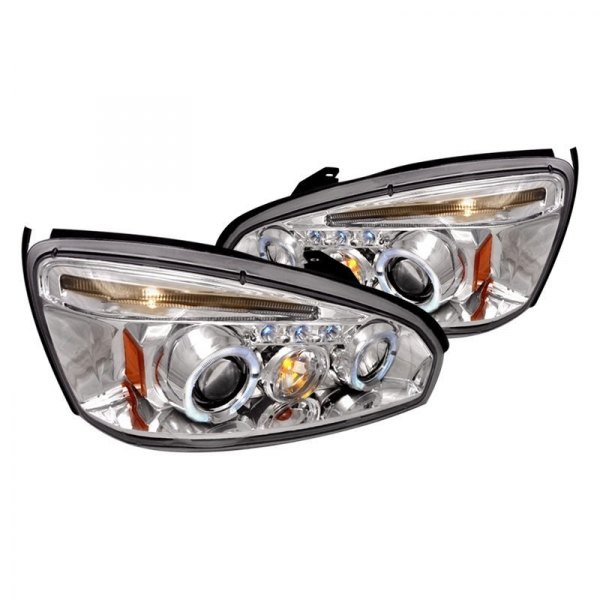 Spec-D® - Chrome Dual Halo Projector Headlights with Parking LEDs, Chevy Malibu