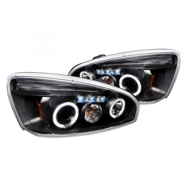 Spec-D® - Black Dual Halo Projector Headlights with Parking LEDs, Chevy Malibu