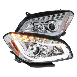 Spec-D® - Driver and Passenger Side Chrome DRL Bar Projector Headlights with LED Turn Signal