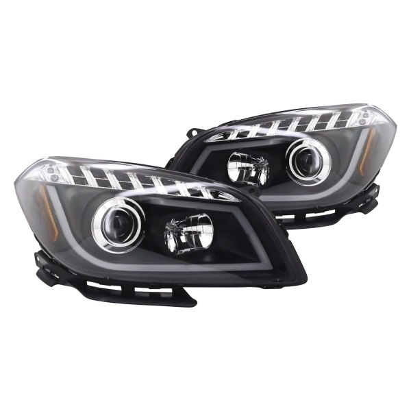 Spec-D® - Black DRL Bar Projector Headlights with LED Turn Signal, Chevy Malibu