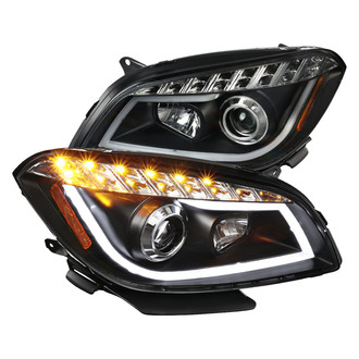 Spec-D® - Driver and Passenger Side Black DRL Bar Projector Headlights with LED Turn Signal