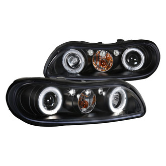 Spec-D® - Driver and Passenger Side Black Dual Halo Projector Headlights with Parking LEDs