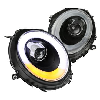 Spec-D® - Driver and Passenger Side Black DRL Bar Halo Projector Headlights with LED Turn Signal