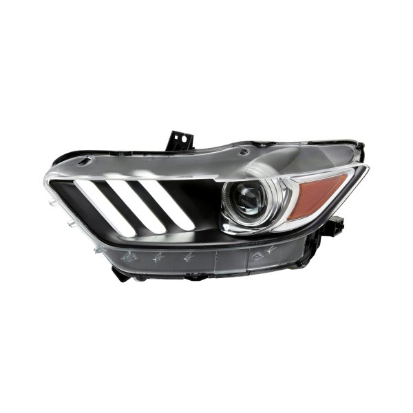 Spec-D® - Driver Side Matte Black LED DRL Bar Projector Headlights, Ford Mustang