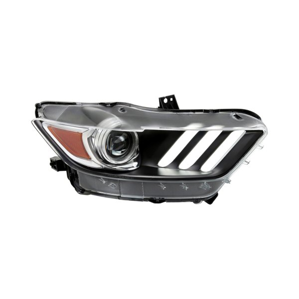 Spec-D® - Passenger Side Matte Black LED DRL Bar Projector Headlights, Ford Mustang