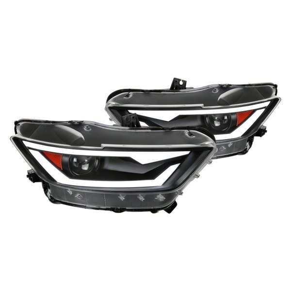 Spec-D® - Matte Black LED DRL Bar Projector Headlights, Ford Mustang
