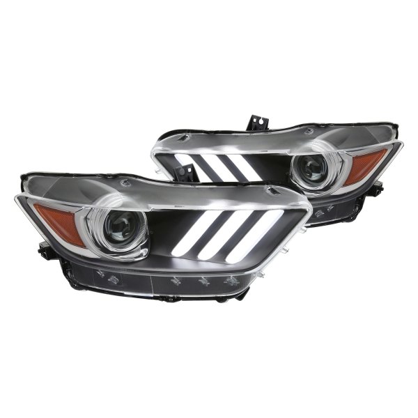 Spec-D® - Matte Black Sequential LED DRL Bar Projector Headlights