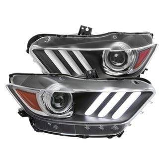 Spec-D® - Driver and Passenger Side Matte Black Sequential LED DRL Bar Projector Headlights