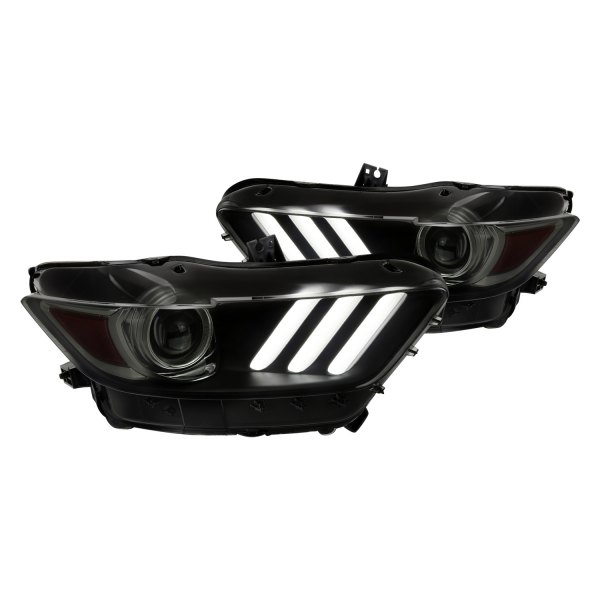 Spec-D® - Black/Smoke LED DRL Bar Projector Headlights, Ford Mustang