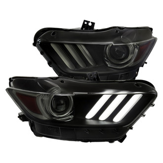 Spec-D® - Driver and Passenger Side Matte Black/Smoke Sequential LED DRL Bar Projector Headlights