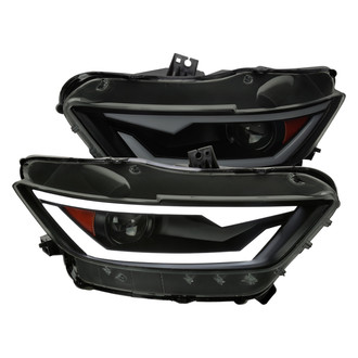 Spec-D® - Driver and Passenger Side Matte Black/Smoke Sequential LED DRL Bar Projector Headlights