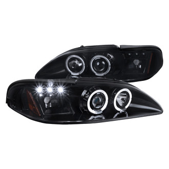 Spec-D® - Driver and Passenger Side Gloss Black/Smoke Halo Projector Headlights with Parking LEDs