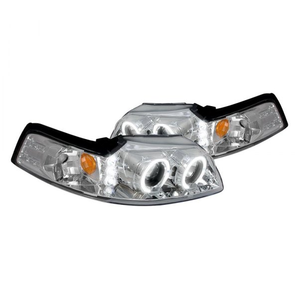 Spec-D® - Chrome Dual Halo Projector Headlights with Parking LEDs, Ford Mustang