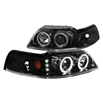 Spec-D® - Driver and Passenger Side Black Dual Halo Projector Headlights with Parking LEDs