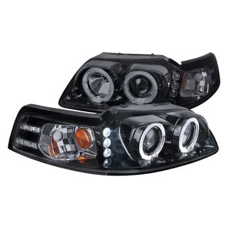 Spec-D® - Driver and Passenger Side Gloss Black/Smoke Dual Halo Projector Headlights with Parking LEDs