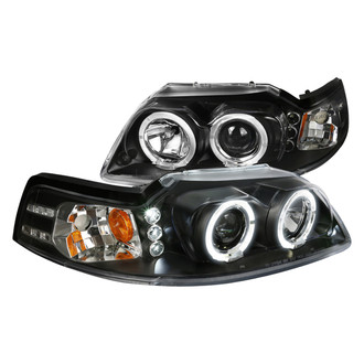 Spec-D® - Driver and Passenger Side Black Dual Halo Projector Headlights with Parking LEDs