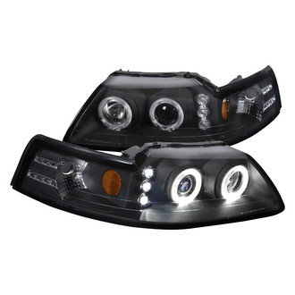 Spec-D® - Driver and Passenger Side Black Halo Projector Headlights with Parking LEDs