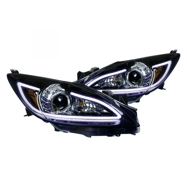 Spec-D® - Black/Smoke LED DRL Bar Projector Headlights, Mazda 3