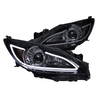 Spec-D® - Driver and Passenger Side Black/Smoke LED DRL Bar Projector Headlights