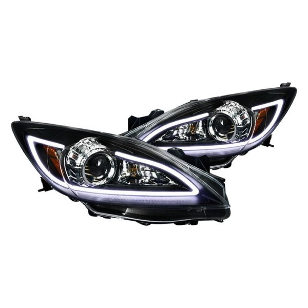Spec-D® - Black LED DRL Bar Projector Headlights, Mazda 3