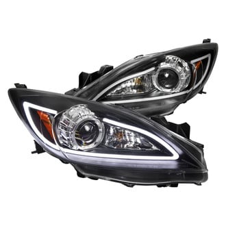 Spec-D® - Driver and Passenger Side Black LED DRL Bar Projector Headlights