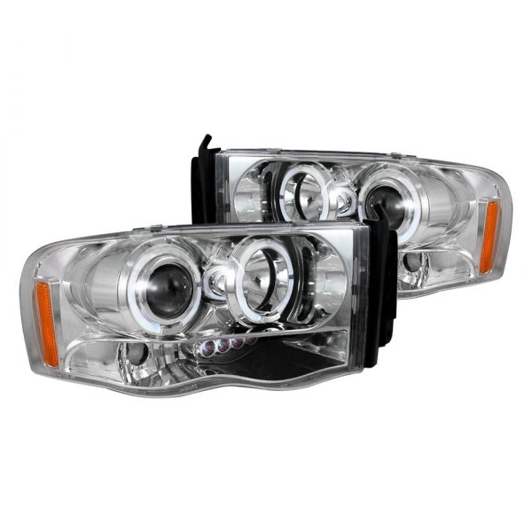 Spec-D® - Chrome Dual Halo Projector Headlights with Parking LEDs, Dodge Ram