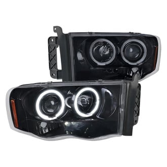 Spec-D® - Driver and Passenger Side Gloss Black/Smoke Dual Halo Projector Headlights with Parking LEDs