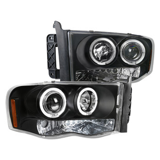 Spec-D® - Driver and Passenger Side Black Dual Halo Projector Headlights with Parking LEDs