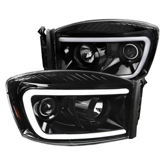 Spec-D® - Driver and Passenger Side Gloss Black Switchback LED DRL Bar Projector Headlights