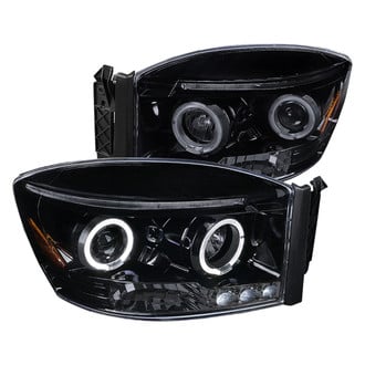 Spec-D® - Driver and Passenger Side Gloss Black/Smoke Dual Halo Projector Headlights with Parking LEDs
